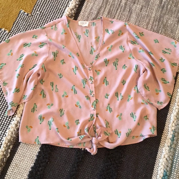 Sienna Sky Tops - 🌵V-neck crop top with cactus 🌵 print